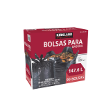 CAJA DE BOLSAS PARA BASURA DE PLÁSTICO KIRKLAND SIGNATURE 90 PZAS DE 147.6 L COLOR NEGRA